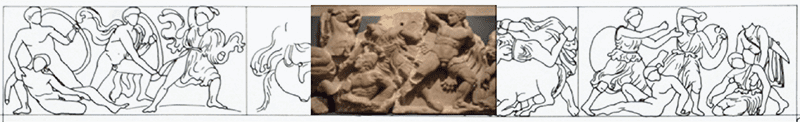 Southern group of interior frieze. In the middle Heracles battling with Hippolyte, Credit: photo by Carole Raddato.