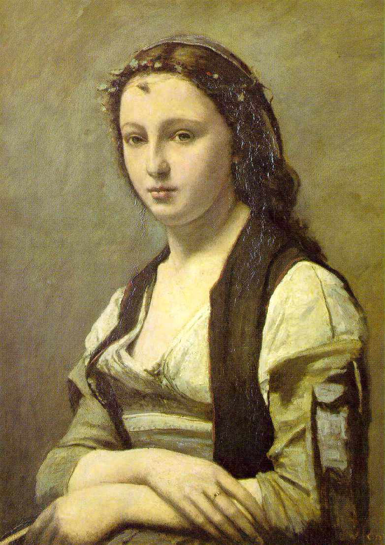 woman with a pearl, camille corot, 1868-1870