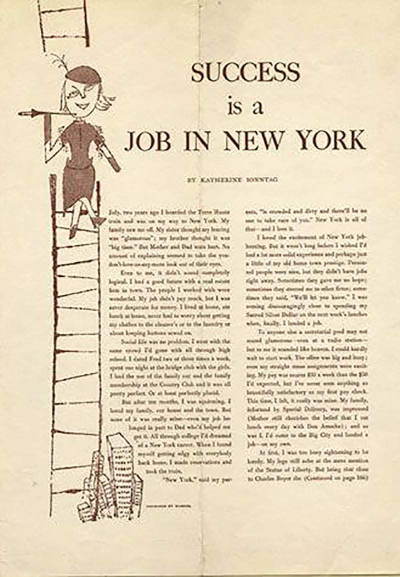 Andy Warhol, "Success is a Job in New York," Glamour magazine, 1949 The Andy Warhol Museum, Pittsburgh; Founding Collection, Contribution The Andy Warhol Foundation for the Visual Arts, Inc. © The Andy Warhol Foundation for the Visual Arts, Inc. 1998.3.2453