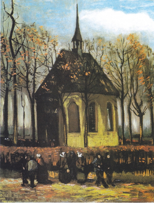 van-gogh-congregation-leaving-reformed-church-neunen-painting