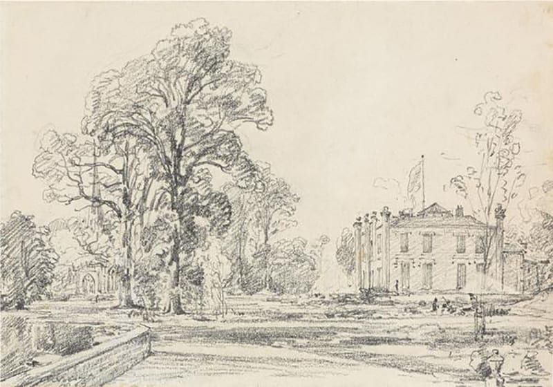 Salisbury Cathedral from Lower Marsh Close, 1829