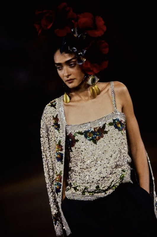 Photograph from the Spring 1998 Jean-Paul Gauthier Collection inspired by Frida Kahlo