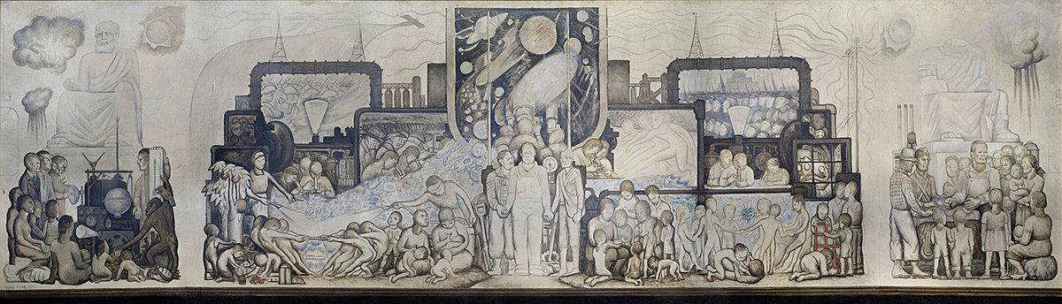 Rivera’s early sketch for the Rockefeller Center mural, credits to Museo Frida Kahlo