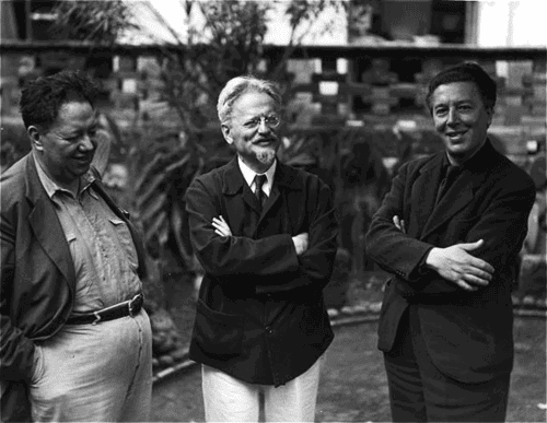 Diego Rivera with Trotsky and André Breton, circa 1930s