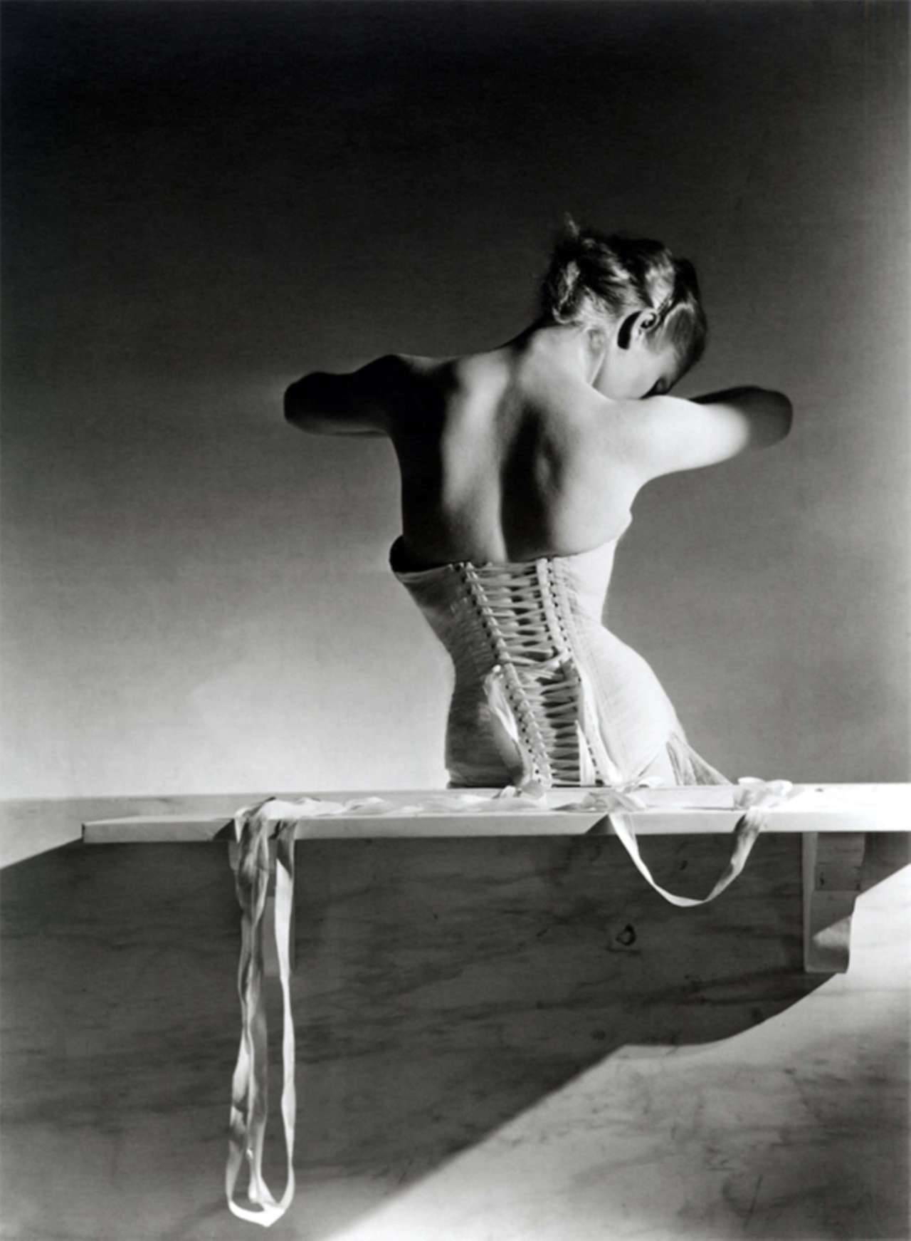 Horst P. Horst, Mainbocher Corset (pink satin corset by Detolle), Paris, 1939. © Condé Nast/Horst Estate
