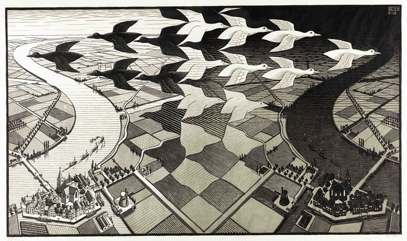 Day and Night, 1935, woodblock print