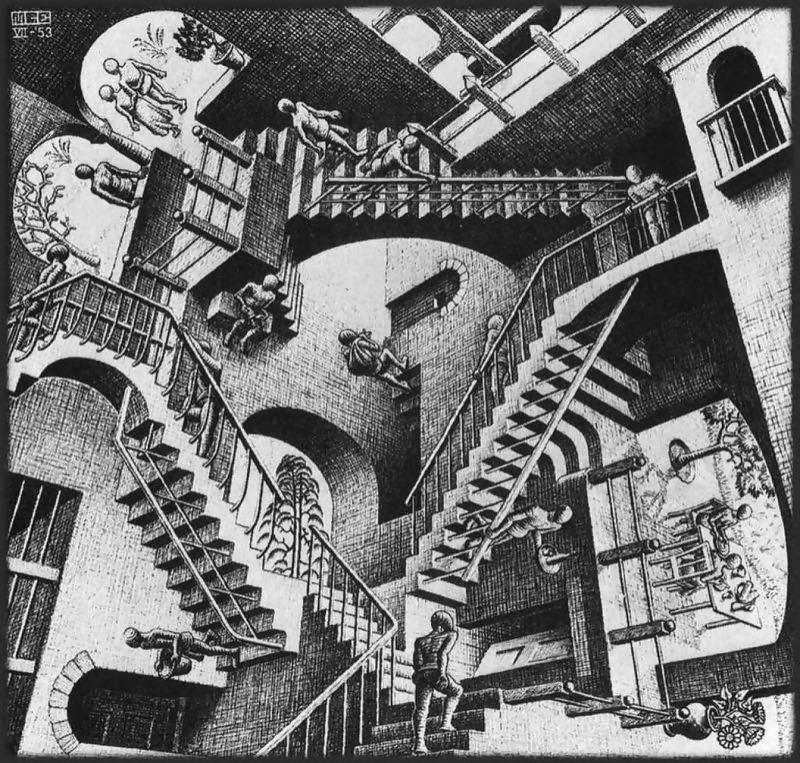 M. C. Escher, Relativity, 1953