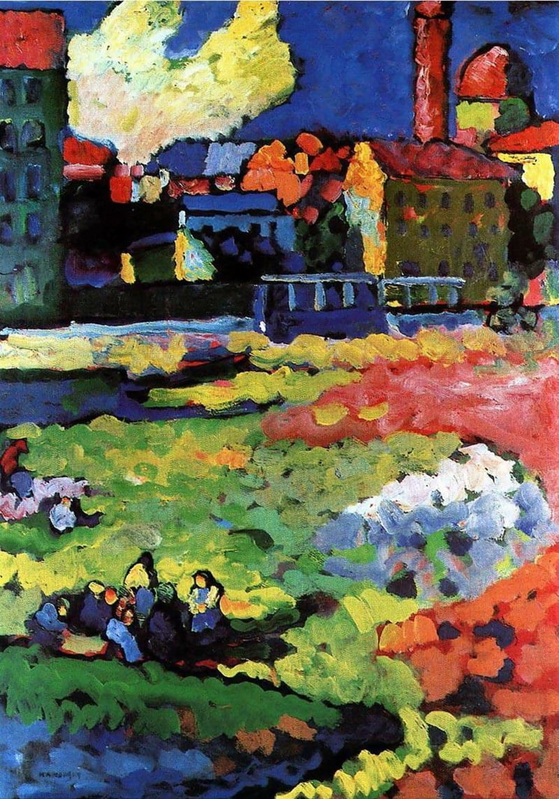 Muinchh-Schwabing with the Church of Sr. Ursula, Wassily Kandinsky, 1908, early period work.