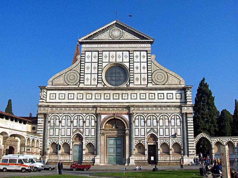 Façade of the Santa Maria Novella cathedral designed by Leon Battisti Alberti, Florence, 1420