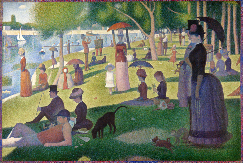A Sunday Afternoon on the Island of La Grande Jatte, Seurat 1884-86 (Art Institute of Chicago, Public Domain