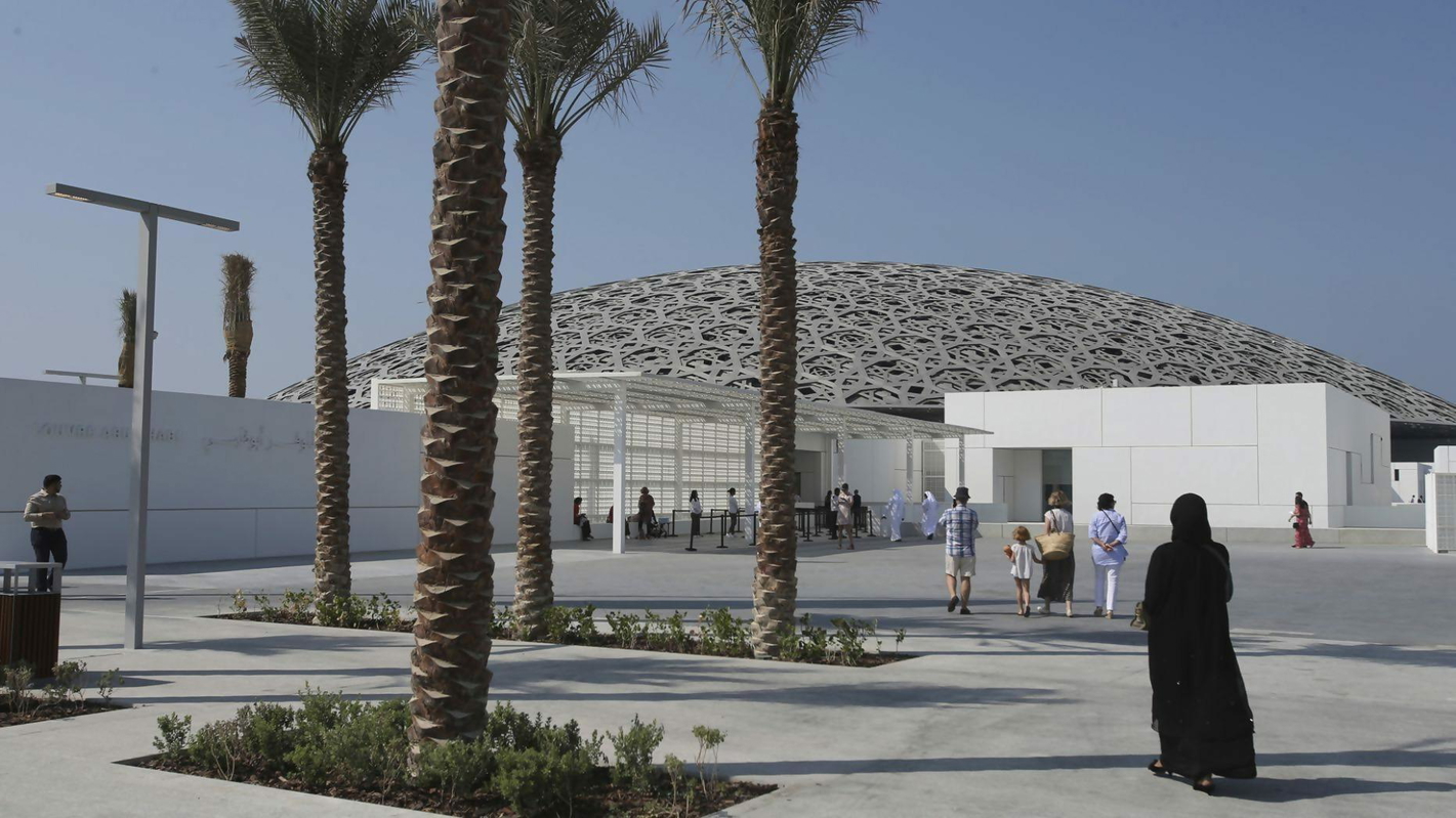 People Visiting the Lovre Museum in Abu Dhabi, November 11, 2017, opening day. Credit: AP Photo/Kamran Jebreili
