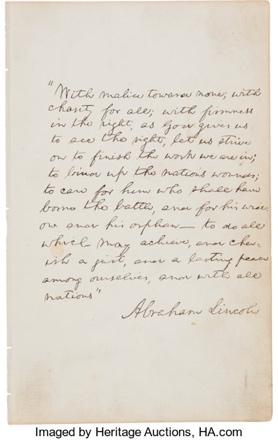 Abraham Lincoln Signed Manuscript