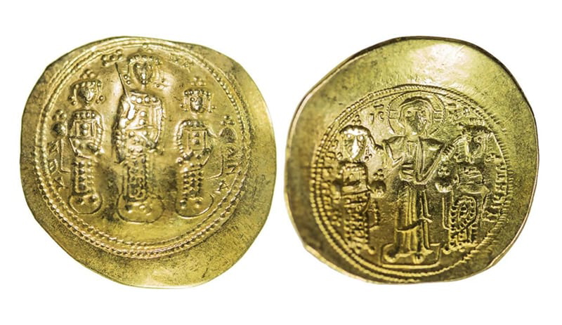 The first minted “Perpera” coin during the reign of Romanus IV (1062-1071) in Byzantium