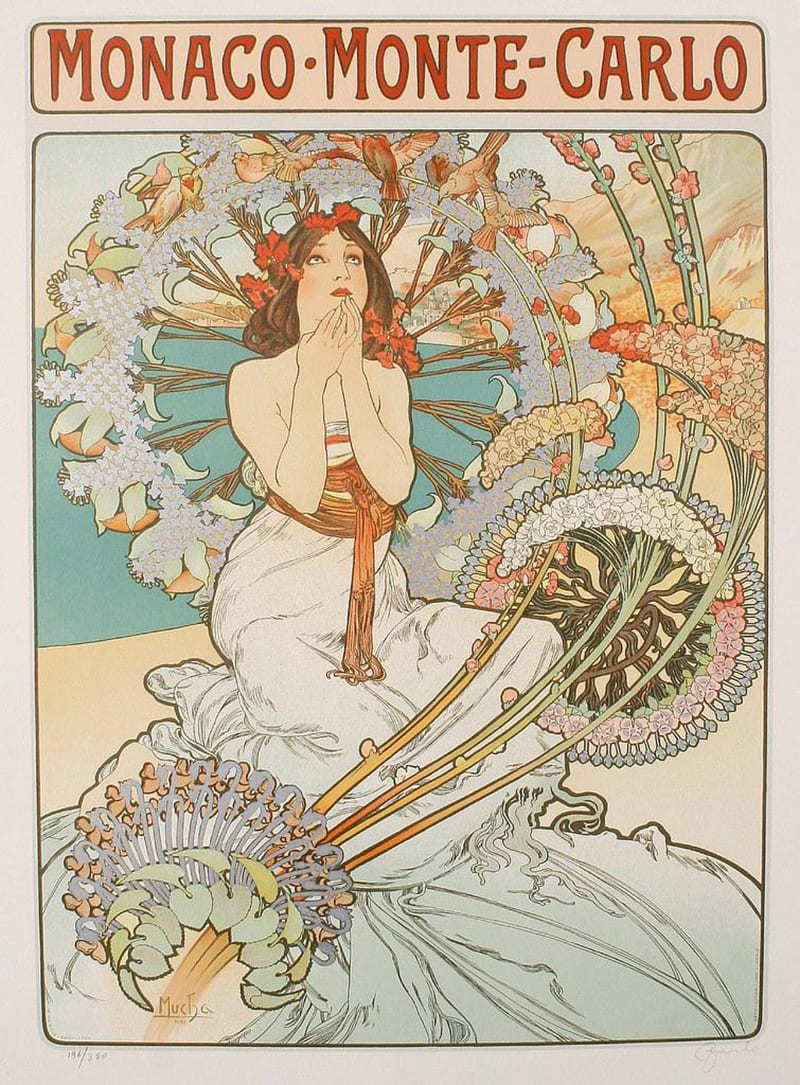 Monaco-Monte Carlo, Alphonse Mucha, 1987, credits to Sofi on Flickr.