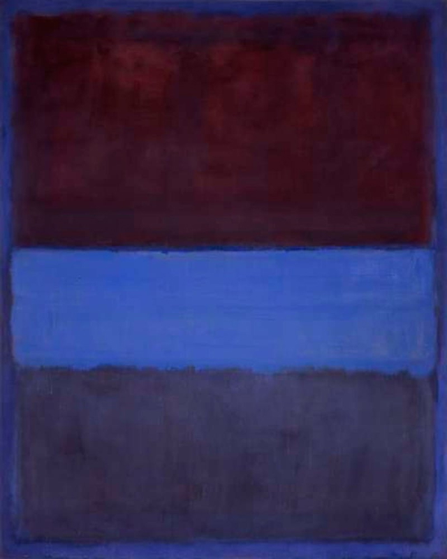 No. 61 (Rust and Blue), Mark Rothko, 1953, 115 cm × 92 cm (45 in × 36 in). Museum of Contemporary Art, Los Angeles