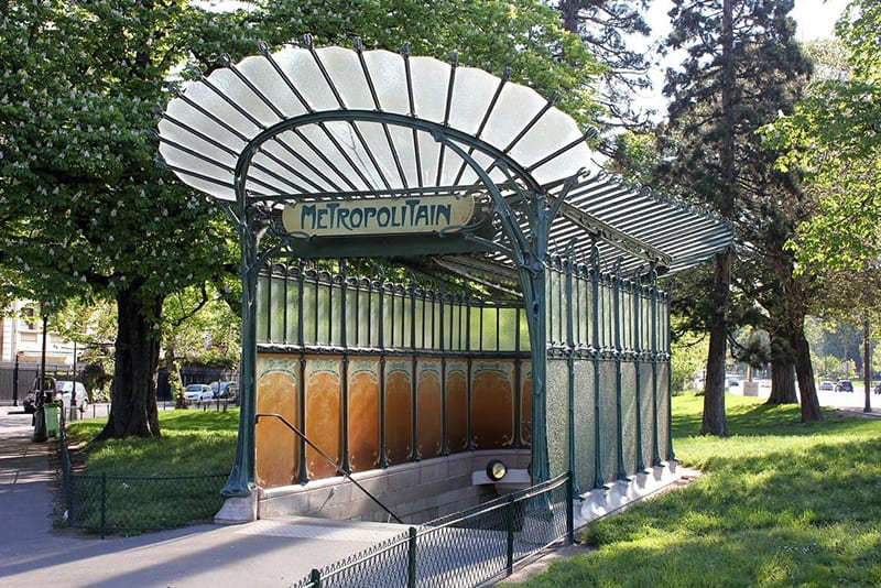 Metro station in Porte Dauphine in Paris, designed by Hector Guimaud