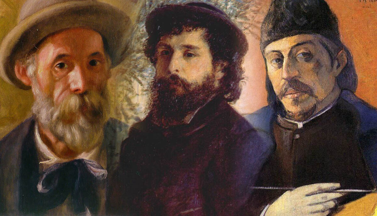 Self-portrait; Pierre Auguste Renoir, Claude Monet, and Paul Gauguin