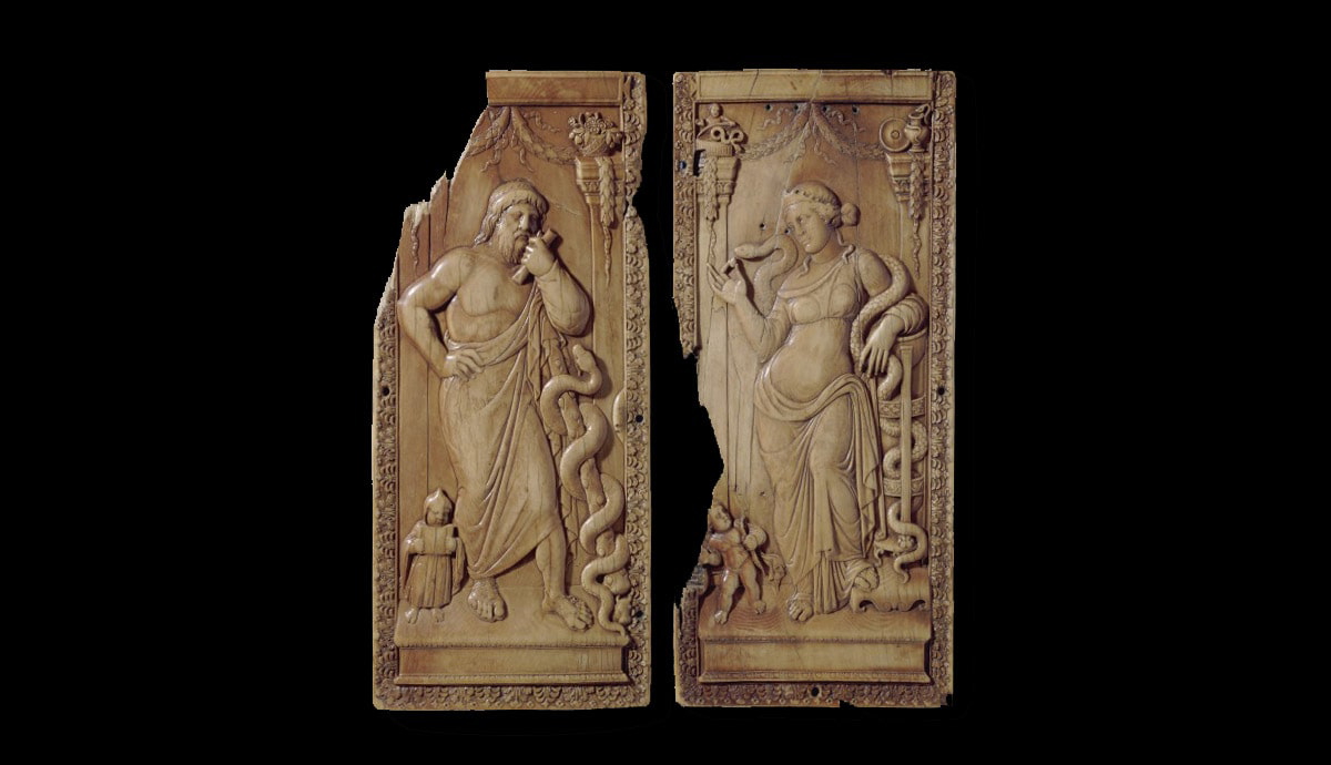 ivory reliefs of asclepius and hygieia