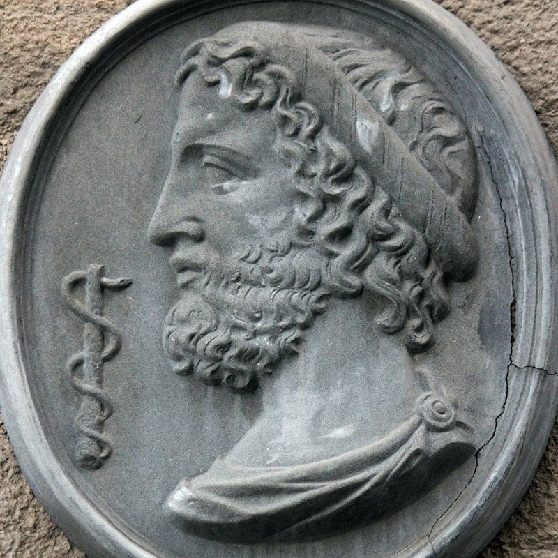 seal depicting the bust of asclepius