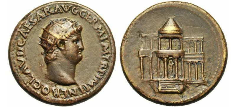 The radiant crown on Emperor Nero coinage, via Wildwinds.