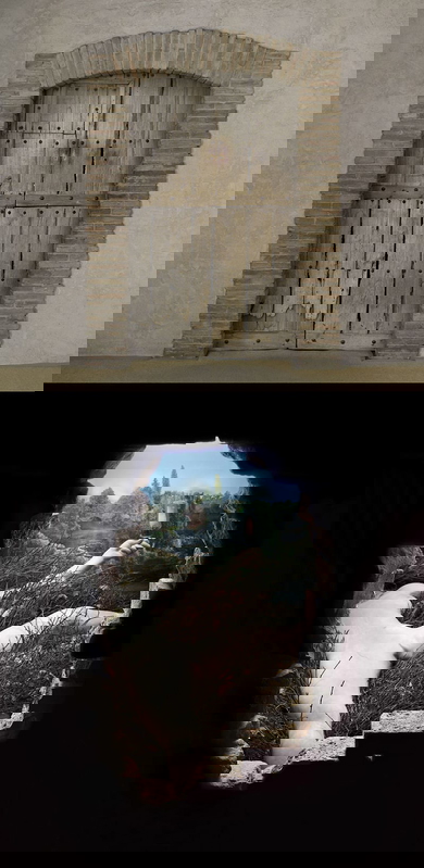 Still image from the installation of Etant Donnes, 1965