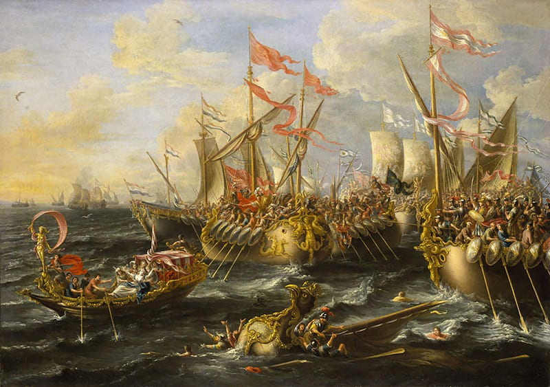 A well-known later depiction of the Battle of Actium. via Encyclopedia Brittanica
