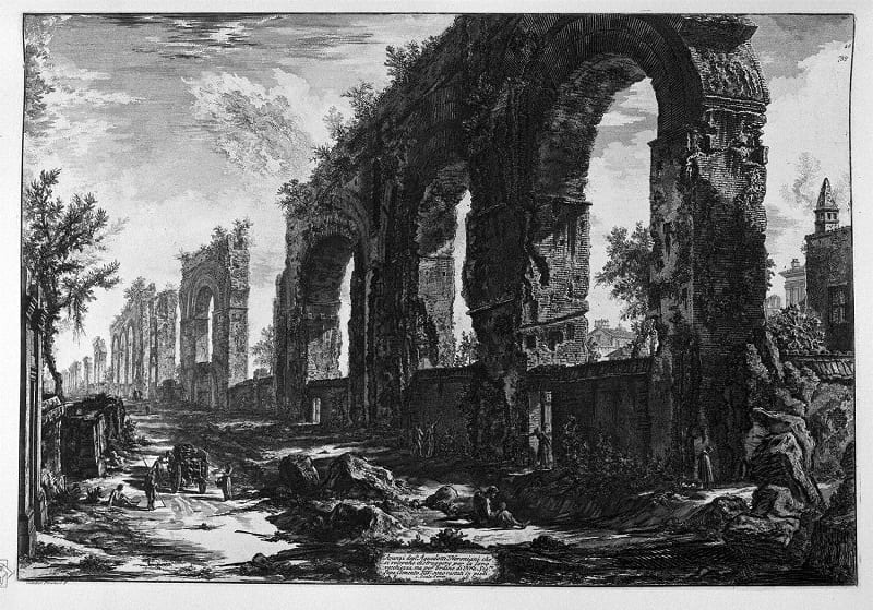 Veduta dell`avanzo del Castello dell`Acqua Giulia, Giovanni Battista Piranesi, 1775. via Wikiart