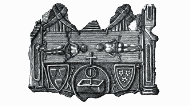 The pilgrim medallion of Lirey, prior to 1453, drawing by Arthur Forgeais, 1865, via the Catalogue of the Musée National du Moyen Age, Paris, A souvenir from Lirey by Mario Latendresse