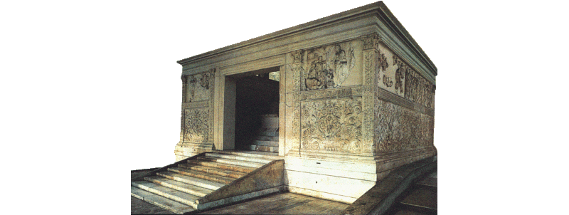 Ara Pacis, or ‘Altar of Peace’, a massive monument commissioned by Augustus and dedicated to the goddess of peace following his victory at Actium. via MIT