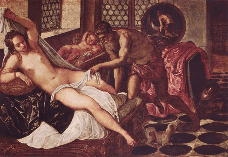 Venus and Mars surprised by Vulcan, Tintoretto, 1551, via Wikiart