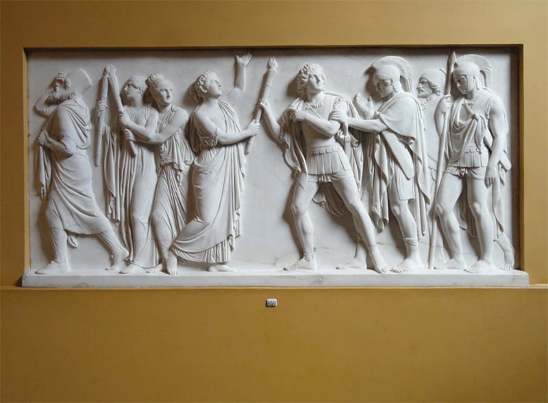 19th century relief sculpture Alexander the Great Sets Fire to Persepolis by Bertel Thorvaldsen - Thorvaldsens Museum, Copenhagen, Denmark