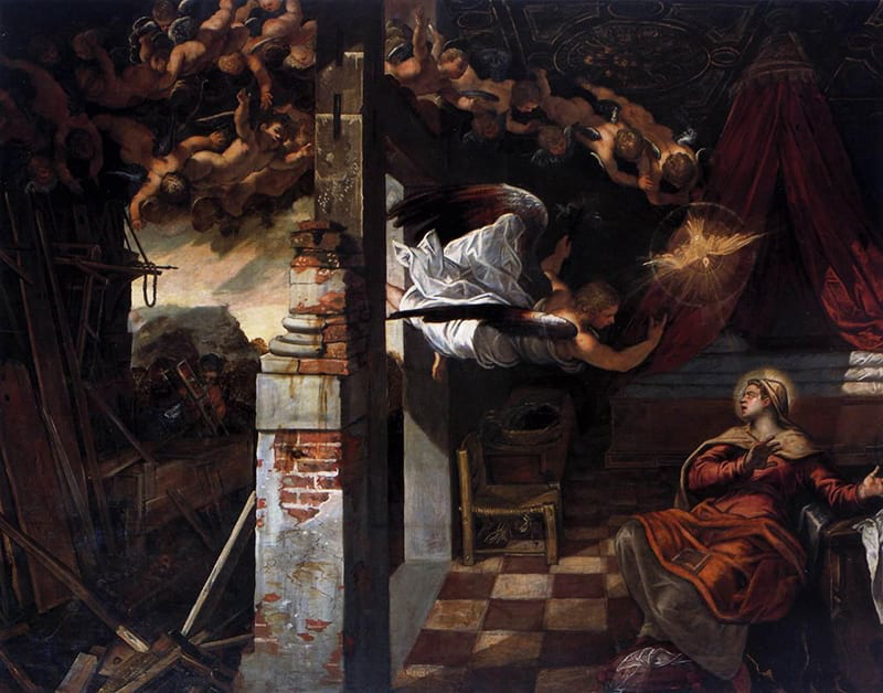 The Annunciation, Tintoretto, 1587, via Web Gallery of Art