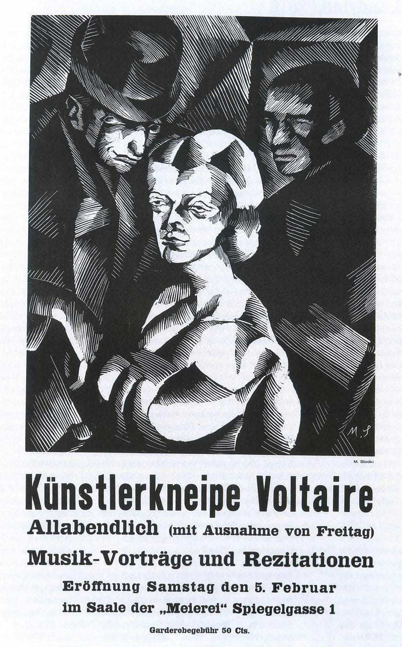 Marcel Slodki, Poster for the opening of the Cabaret Voltaire on 1916-02-05, lithograph