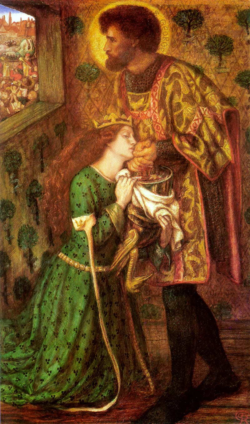 Rossetti's 'Saint George and the Princess Sabra', 1862. via Wikiart.