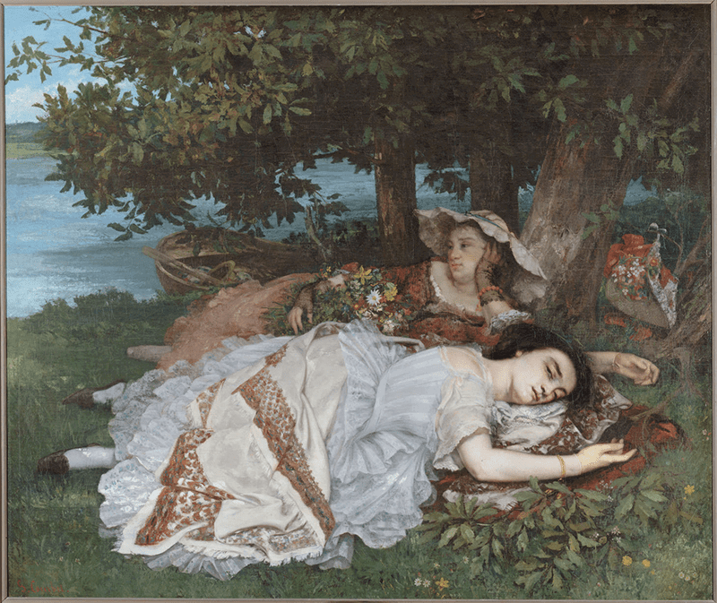 Gustave Courbet, “Les demoiselles des bords de la Seine (été)” (1857), oil on canvas, from the collection of Petit Palais (CC0 Paris Musées / Musée des Beaux-Arts de la Ville de Paris, Petit Palais)