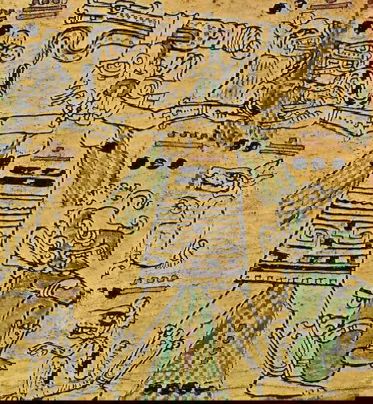 Ixchel, mother of all gods and destroyer of worlds, Dresden Codex, 2017 via Behind the Name.