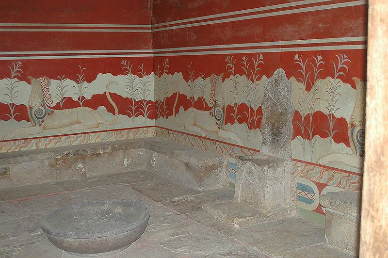 The Throne Room with a Griffin Fresco from the palace at Knossos, via Made in Crete