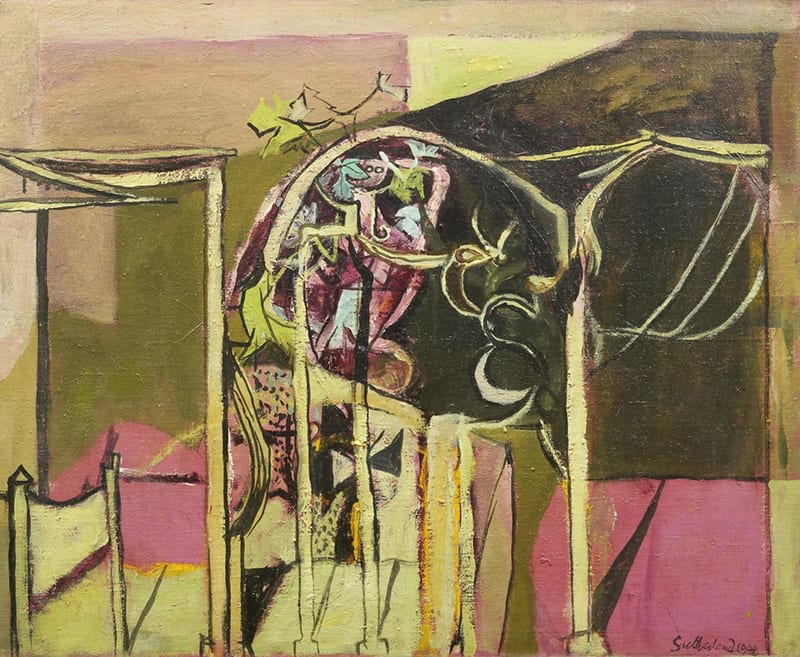 Figure and Vine, 1956, another oil on canvas, sold in November 2015 at Bonhams London for £176,500