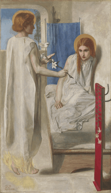 Rossetti's 'Ecce Ancilla Domini! (The Annunciation)', 1849. via Tate.
