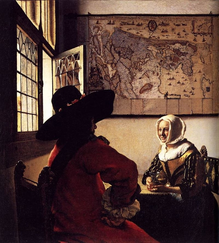 Officer and Laughing Girl, Vermeer, 1657, via Wikiart