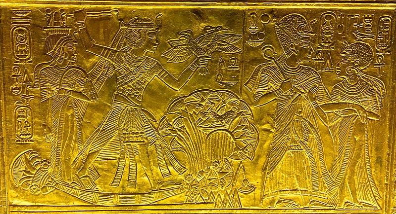 A detail of one of Tutankhamun’s gold shrines