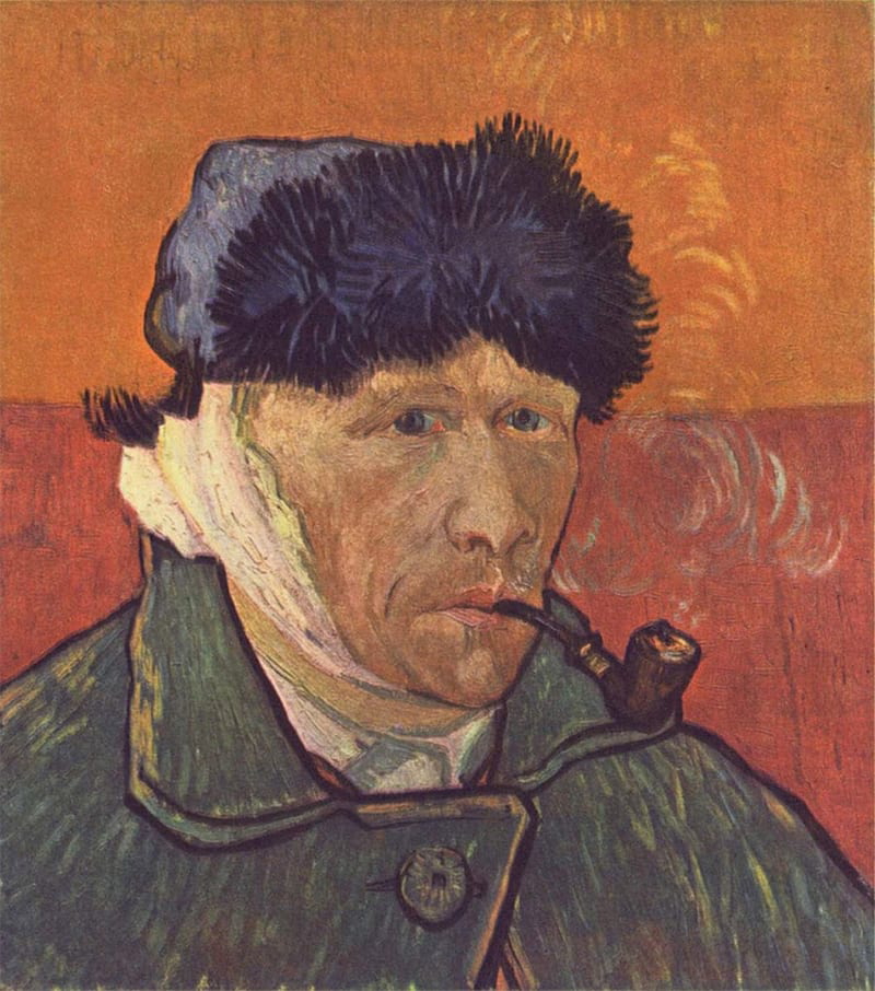 Self-portrait with a bandaged ear, Van Gogh 1889, Arles