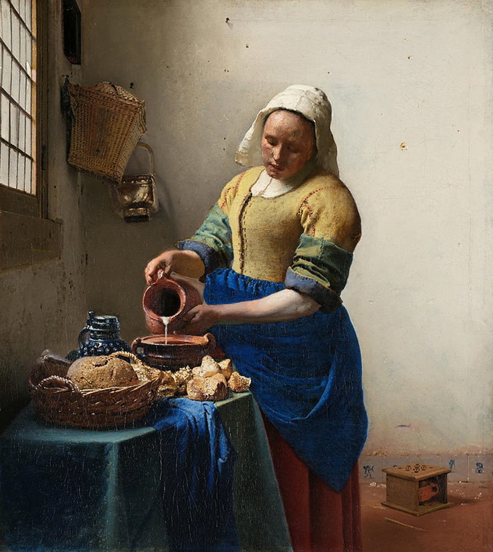 The Milkmaid, Vermeer, 1660, via Wikiart