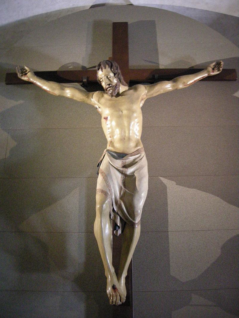 Crucifix by Donatello in wood, Santa Crace Church, Florence, Italy