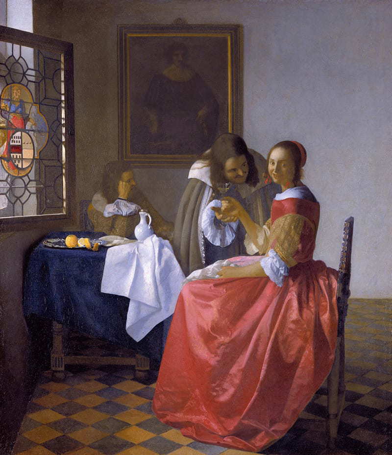 Fille au verre de vin, Vermeer, 1660, via Wikiart