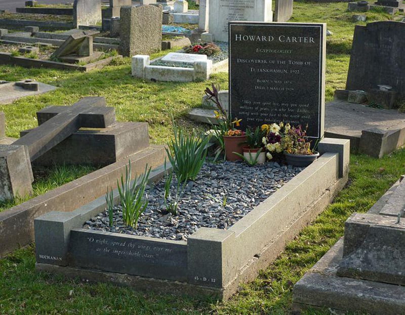 Visitors still leave flowers at the late Egyptologist’s grave