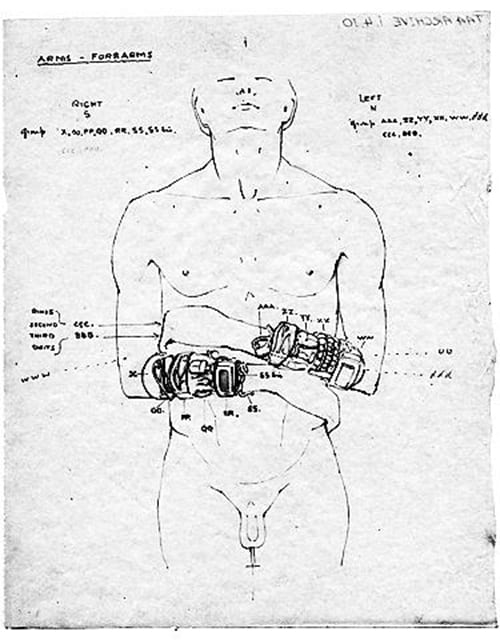 The bracelets on Tutankhamun’s forearms as drawn by Howard Carter