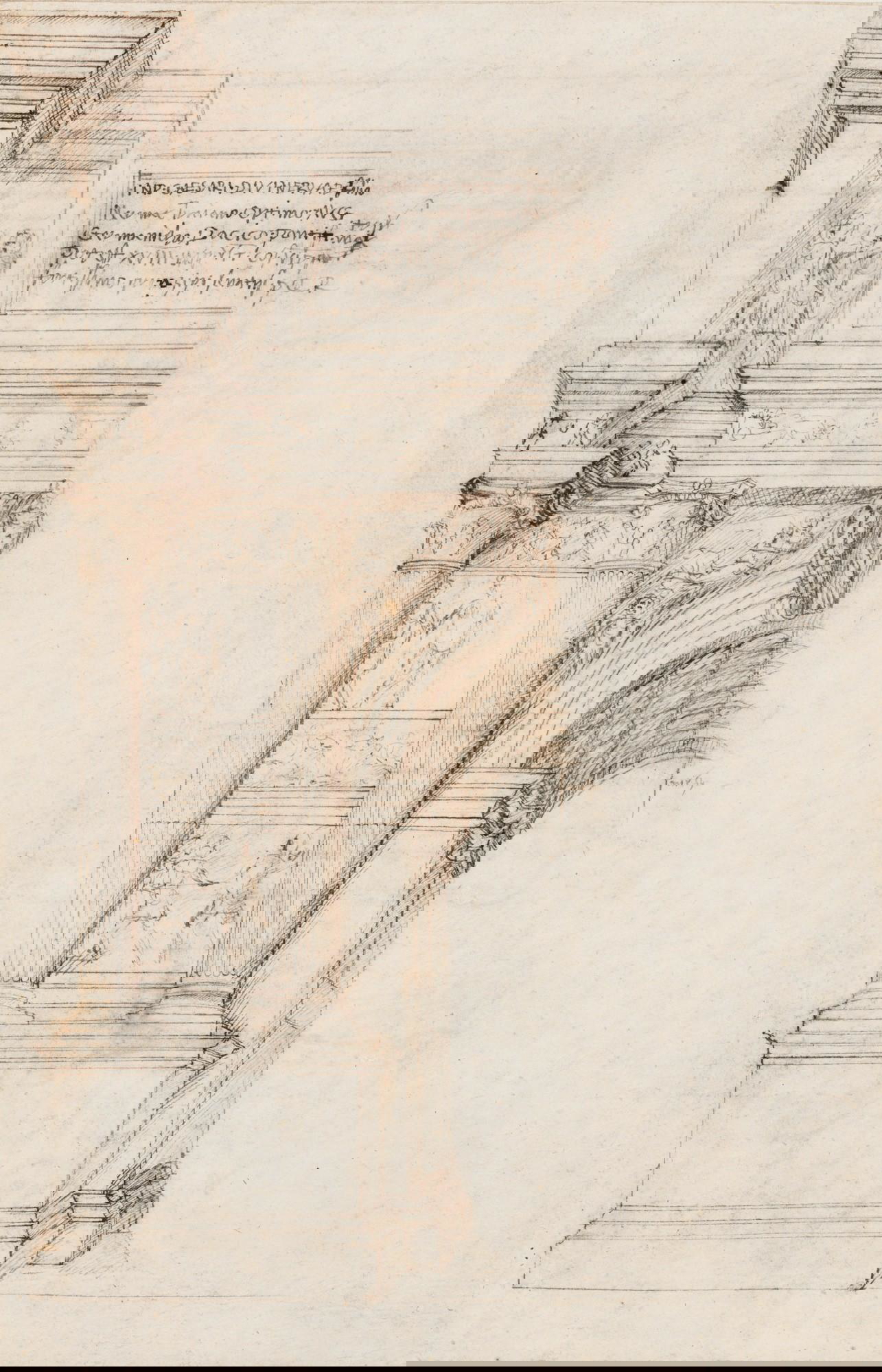 An architectural sketch of Trajan’s column by di Giorgio appeared at auction in 2020 with an estimate of $60-80,000, via Sotheby’s