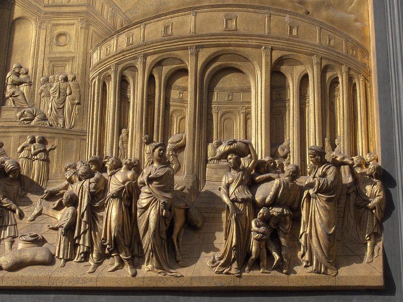 Ancient imagery appears in Ghiberti’s work as an indication of his familiarity with historical art and architecture, via Wikipedia