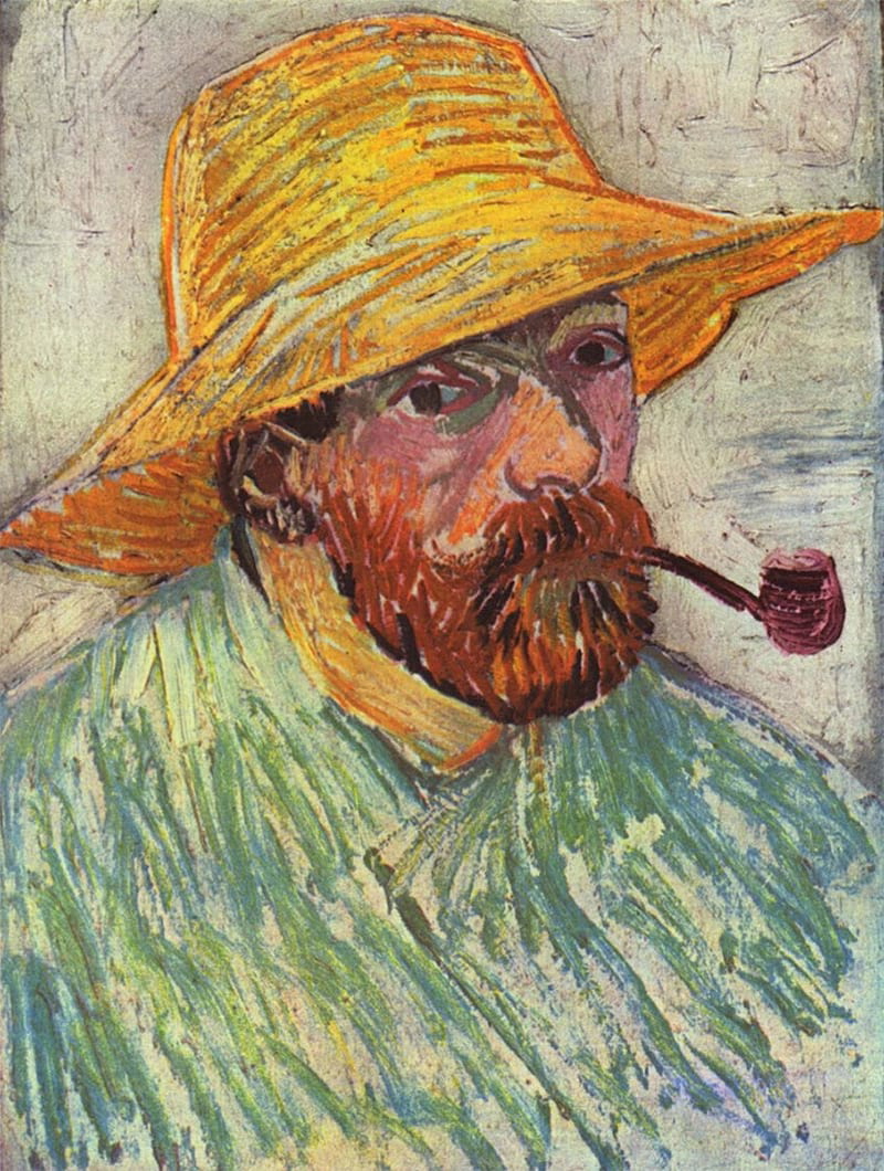 Self-portrait with Pipe and Straw Hat, Van Gogh, summer 1888, Arles